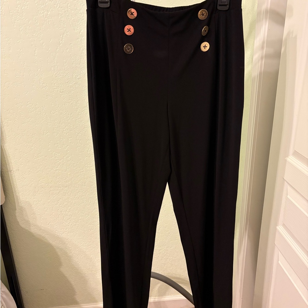 Susan Graver Black Pants with Button Detail